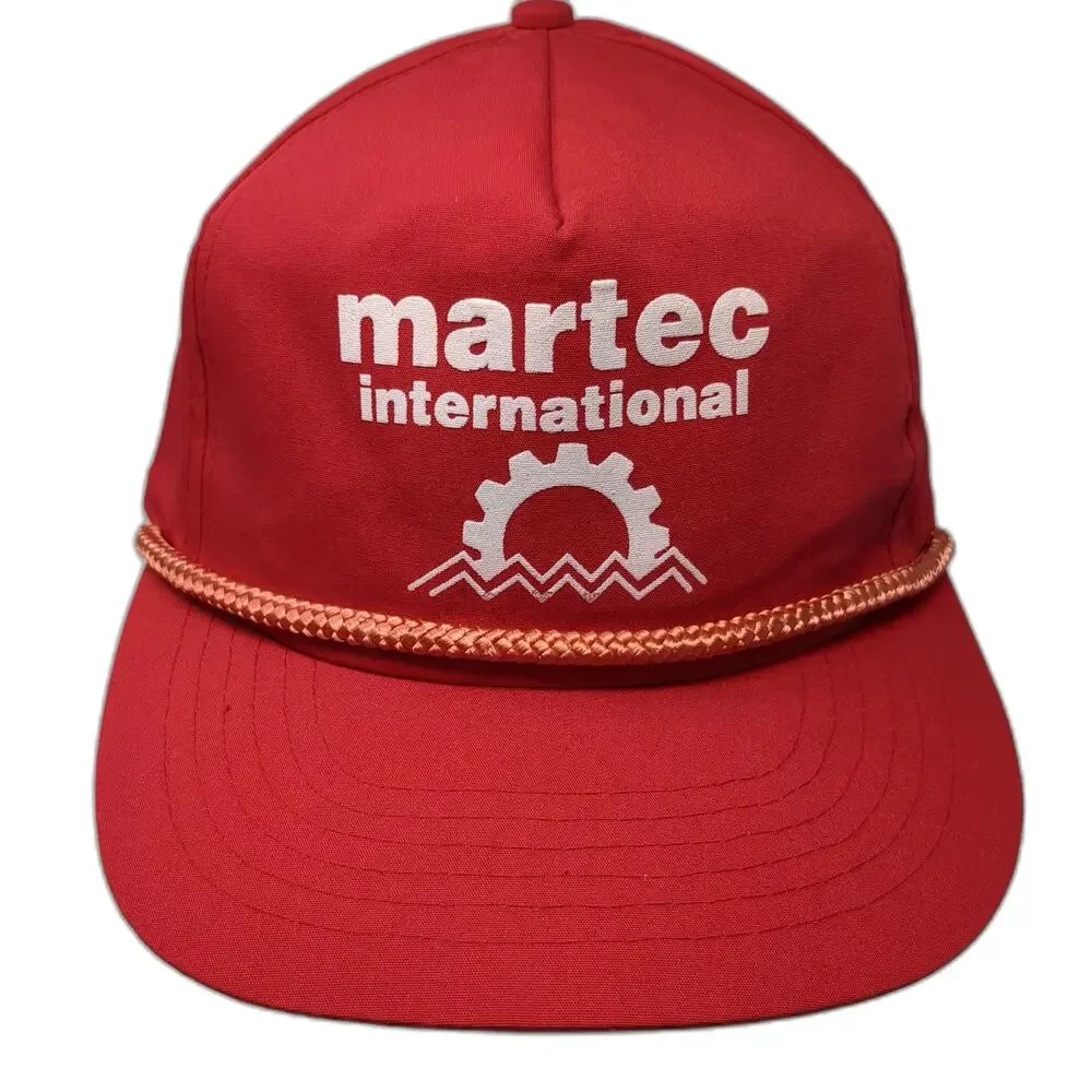 Martec International 5 Panel Red Hat One Size Rope Snapback Graphic Logo Cap